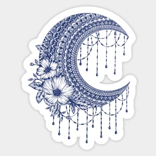 Blue ink chandelier moon mandala Sticker